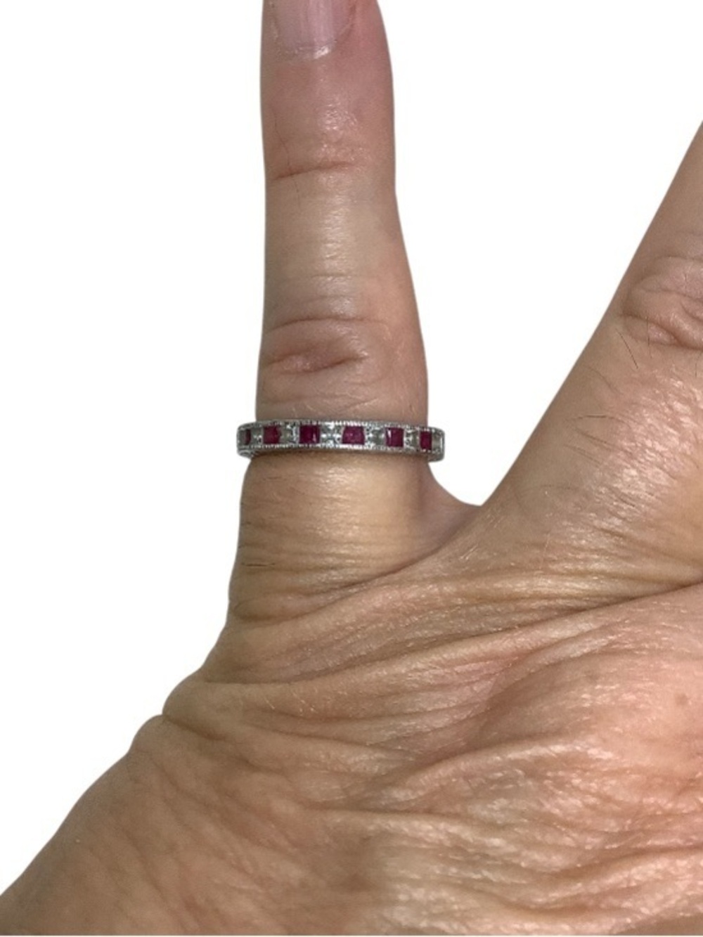 Tacori sterling silver red cubic zirconia ring